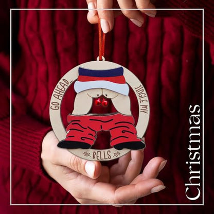 Funny Wooden Christmas Ornament - Jingle My Bell Holiday Decor for Adults