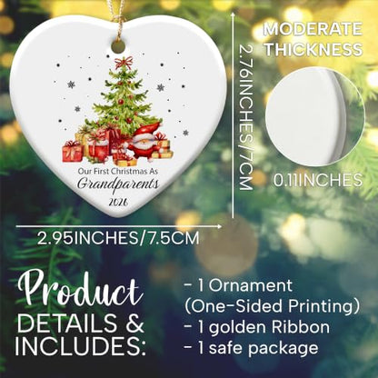 First Time Grandparents Gift Ceramic Christmas Ornament - Baby Announcement 2026