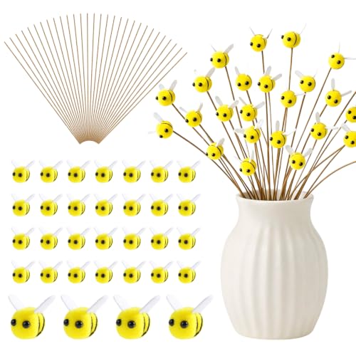30Pcs Felt Bee Stems Honeybee Decor for Vase & Party Table Centerpieces