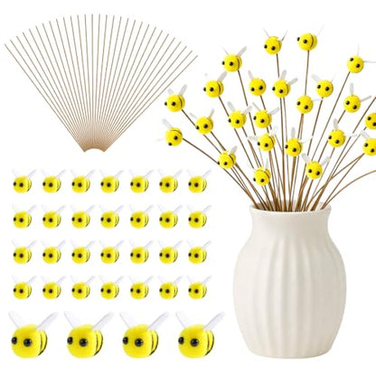 30Pcs Felt Bee Stems Honeybee Decor for Vase & Party Table Centerpieces
