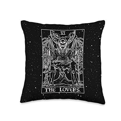 The Lovers Tarot Card Halloween Grim Reaper Gothic Horror Throw Pillow