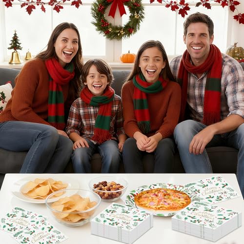 Christmas Paper Napkins 40 Pcs - 13 Inch Holiday Cocktail Dinnerware Set