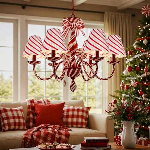 Christmas Lamp Shades Clip On Candy Canes 3x6x5 Inches - 6 Pcs Variation of 6 / Candy Canes