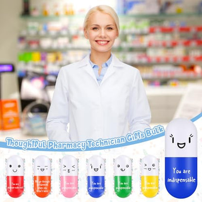 24 Pack Pharmacy Technician Stress Balls Pill-Shaped Gifts with Inspirational Quotes