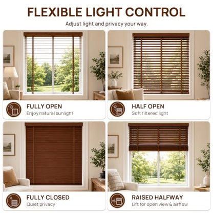 Custom Size Solid Wood Blinds for Indoor Windows - Black-5310