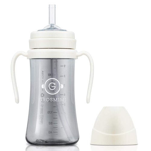 GROSMIMI Spill Proof Magic Sippy Cup - Customizable 10 oz BPA-Free Straw Cup for Babies & Toddlers | White