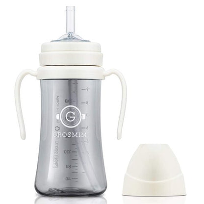 GROSMIMI Spill Proof Magic Sippy Cup - Customizable 10 oz BPA-Free Straw Cup for Babies & Toddlers | White