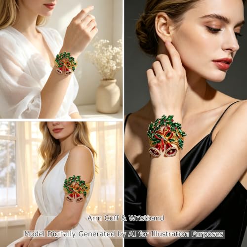 Christmas Holly Curtain Tiebacks with Jingle Bells - 2 Pack