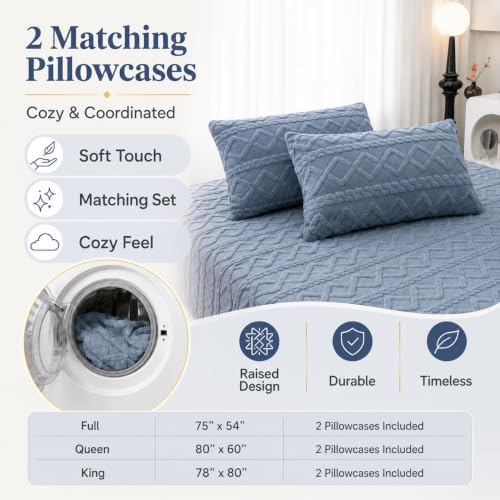 Blue Full Velvet Fitted Sheet & 2 Pillowcases Deep Pocket Up to 15 Inches - Carlmaya