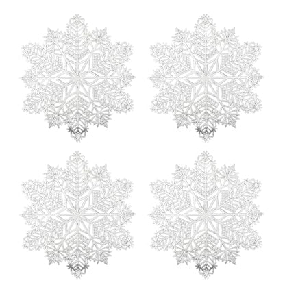 Christmas Snowflake Placemat Set of 4 - Round Vinyl Holiday Table Mats