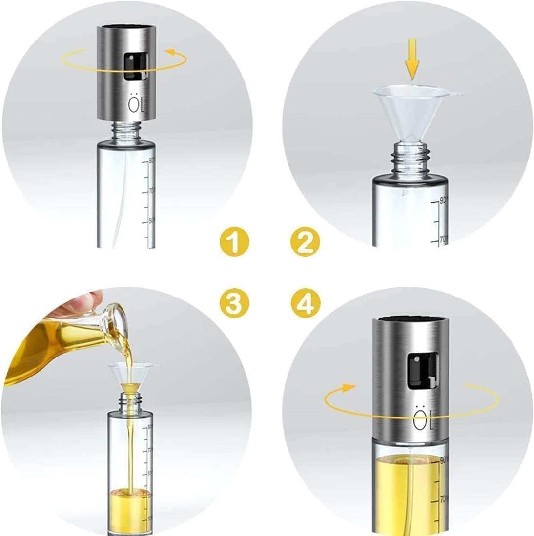 Olive Oil Sprayer Mister - 100ml Glass Cooking Spray Bottle for Oil, Vinegar, Salad & Barbecue