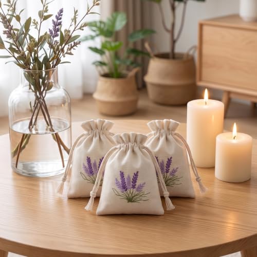 10 Pack Cotton Sachet Bags with Drawstring for Lavender and Herbs