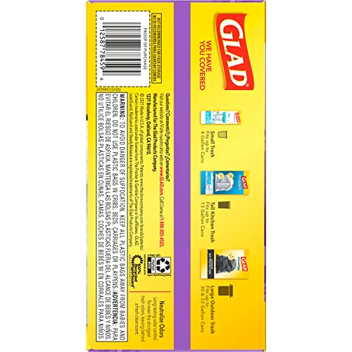 Glad ForceFlex Tall Kitchen Trash Bags, 13 Gallon, Gain Lavender, 40 Count (Package May Vary)