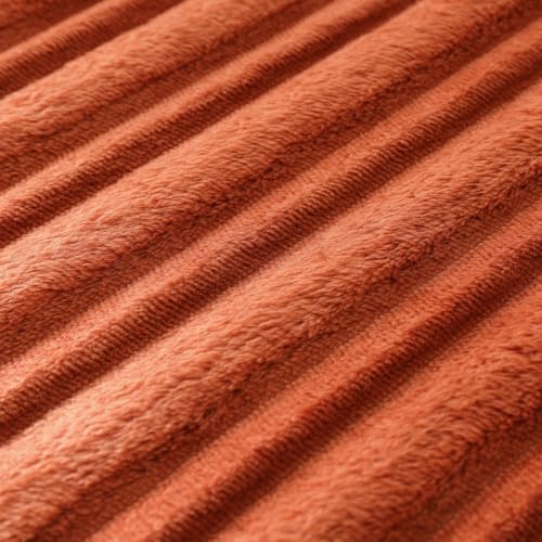 Burnt Orange 50x60 Inch Throw Blanket with 3D Stripe Design for Couch Cozy Home Decor