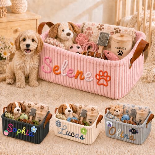 Personalized Pet Toy Storage Basket for Dogs and Cats - Custom Name & Icon