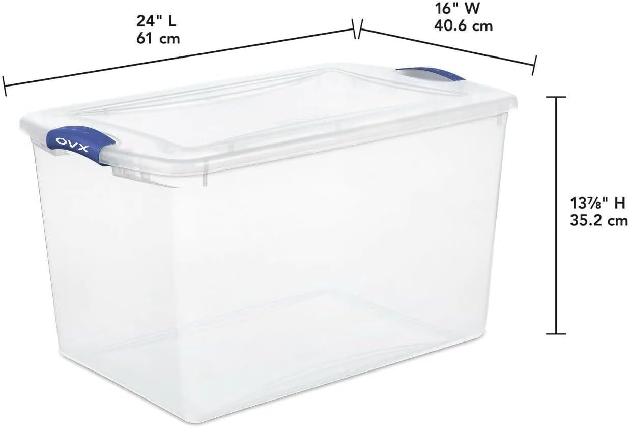 66 Quart Clear Plastic Storage Bins by [Brand Name] - Large Stackable Containers with Secure Latches for Home & Office
