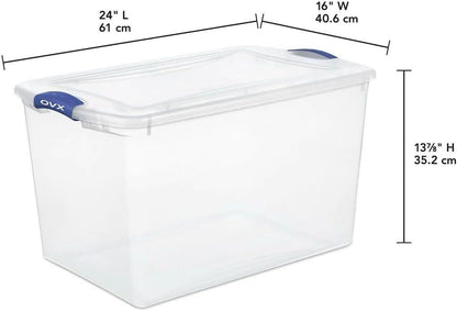 66 Quart Clear Plastic Storage Bins by [Brand Name] - Large Stackable Containers with Secure Latches for Home & Office