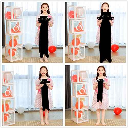 Black Cat Plush Toy Soft Long Cat Pillow Plushies Doll Stuffed Animal Plush Body Pillow Black Sesame Meowchi Sofa Throw Pillow Decoration Gift for Kids Girl, 50cm/19.7inch