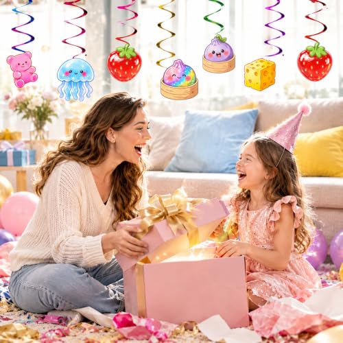 12 Pcs Squishy Birthday Decorations Hanging Ceiling Swirls - Party Decor