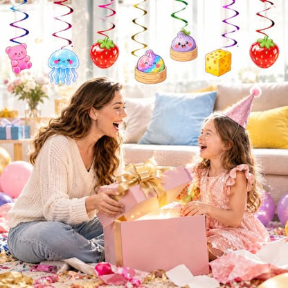 12 Pcs Squishy Birthday Decorations Hanging Ceiling Swirls - Party Decor