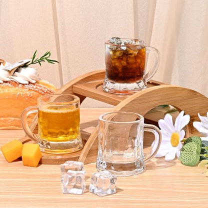 12 PCS Mini Beer Mug Shot Glasses with Handles - 2 oz Glasses for Parties, Xmas Gift