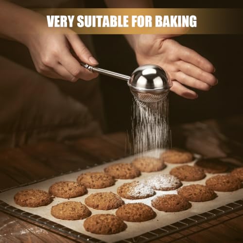 2PCS Stainless Steel Flour Duster for Baking, Even Dusting & Refillable