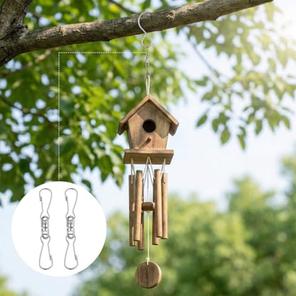 20 Pack Stainless Steel Swivel Hooks for Wind Chimes & Decorations - Durable 360° Rotating Clips