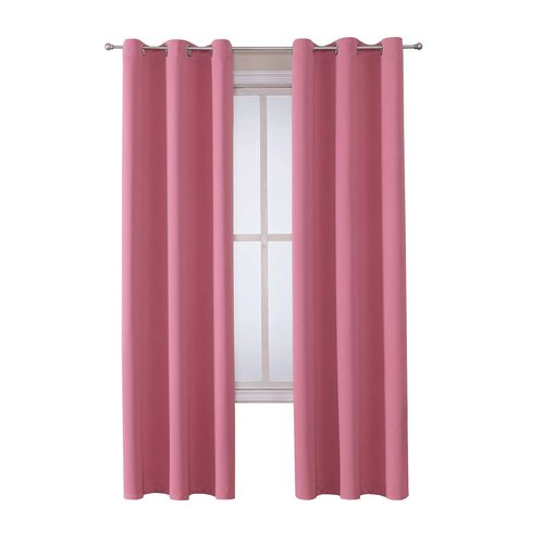 ChrisDowa Grommet Room Darkening Curtains for Bedroom and Living Room - 2 Panels Set Thermal Insulated Blackout Curtains (Pink, 42W x 84L )