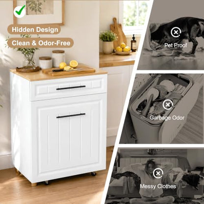ZIFTY Double 2×10 Gallon Pull-Out Trash Can Cabinet White - Kitchen Storage