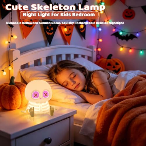 RGB Silicone Skull Night Light Kids Skeleton Lamp with Touch Control - Colorful Skull 01