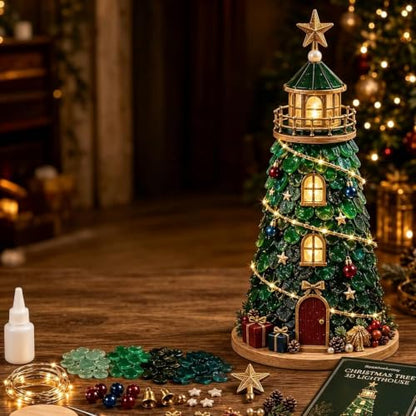 Christmas DIY Lighted Sea Glass Kit - Holiday Craft with Built-in Lights and Sea Glass Pieces