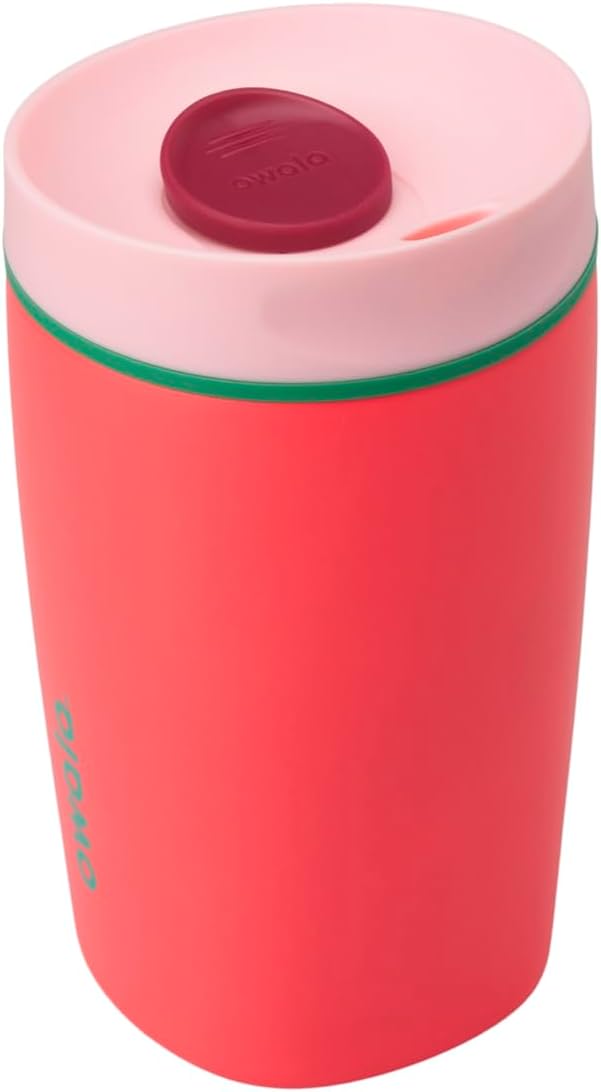 Owala SmoothSip Coffee Tumbler - Insulated Stainless Steel, Reusable 12 oz, BPA Free | Pink/Red
