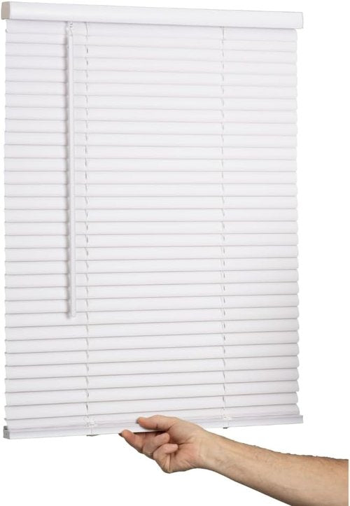 LOTUS & WINDOWARE Cordless Mini Blinds - 1" Vinyl Slats, 35" Wide x 72" Long - White Light Filtering Window Blinds