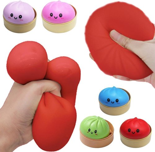 Dumpling Squishies | Giant Glitter Dumpling Box - Colorful Stress Relief Sensory Toy (Pink)