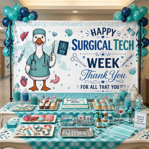 Surgical Tech Week Backdrop Banner - Hospital Appreciation Decor 71 x 43 Inch