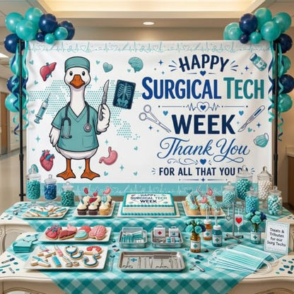 Surgical Tech Week Backdrop Banner - Hospital Appreciation Decor 71 x 43 Inch