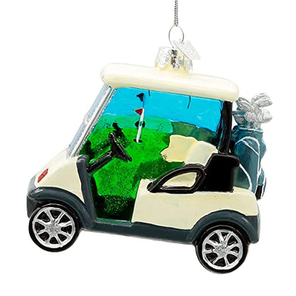 Glass Golf Cart Ornament - Noble Gems Holiday Collection, 4.5 Inch