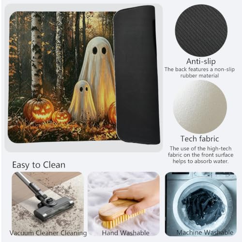Rustic Halloween Bathroom Mat - Vintage Forest Ghost with Jungle Ghost Variation