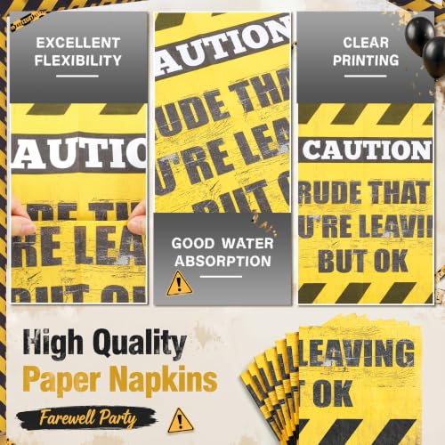 50 Pack Warning Sign Style Cocktail Napkins for Retirement & Farewell Parties