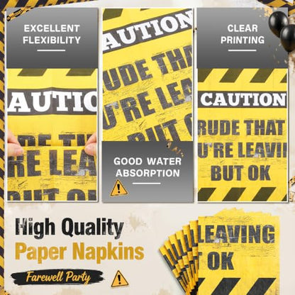 50 Pack Warning Sign Style Cocktail Napkins for Retirement & Farewell Parties