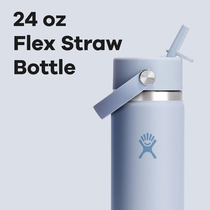 Hydro Flask Water Bottle - Insulated Stainless Steel with Wide Mouth Flex Straw Lid | 24 Oz Surf Blue