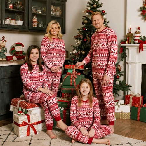 Mom Medium Red Christmas Pajama Set - Family Cotton Sleepwear