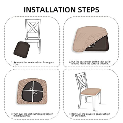 Green Botanical Chair Seat Covers Set of 2 - Waterproof & Elastic Dining Chair Protectors (Black & Green, 9"x7")
