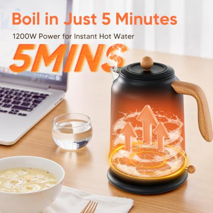 Electric Kettle 1.7L with Thermometer, 1200W, Black - Seehot