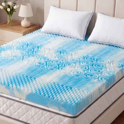 DUMOS 2-Inch King Cooling Gel Memory Foam Mattress Topper Blue