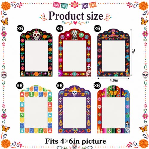 36 Pcs Day of the Dead Photo Frames Sugar Skull Ofrenda Altar Decor B Style