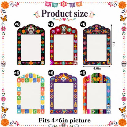36 Pcs Day of the Dead Photo Frames Sugar Skull Ofrenda Altar Decor B Style
