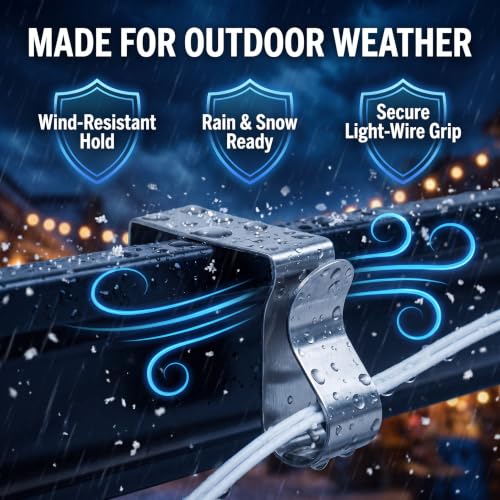 50Pcs Metal Gutter Clips for Outdoor Lights, Xmas & Holiday Decoration
