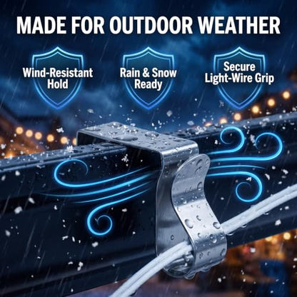 50Pcs Metal Gutter Clips for Outdoor Lights, Xmas & Holiday Decoration