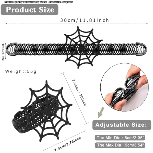 Halloween Spider Web Curtain Tiebacks - Black Gothic Drapes Decor, 2 Pack